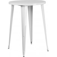 Flash Furniture CH-51090-40-WH-GG 30'' Round Metal Indoor-Outdoor Bar Height Table in White